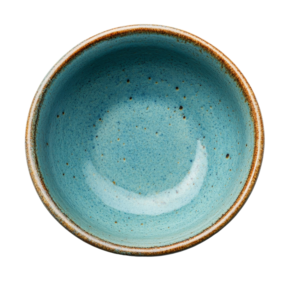 A simple empty ceramic bowl with a light blue interior on a clean transparent background, ideal for serving and decoration, Empty bowl on a transparent background png