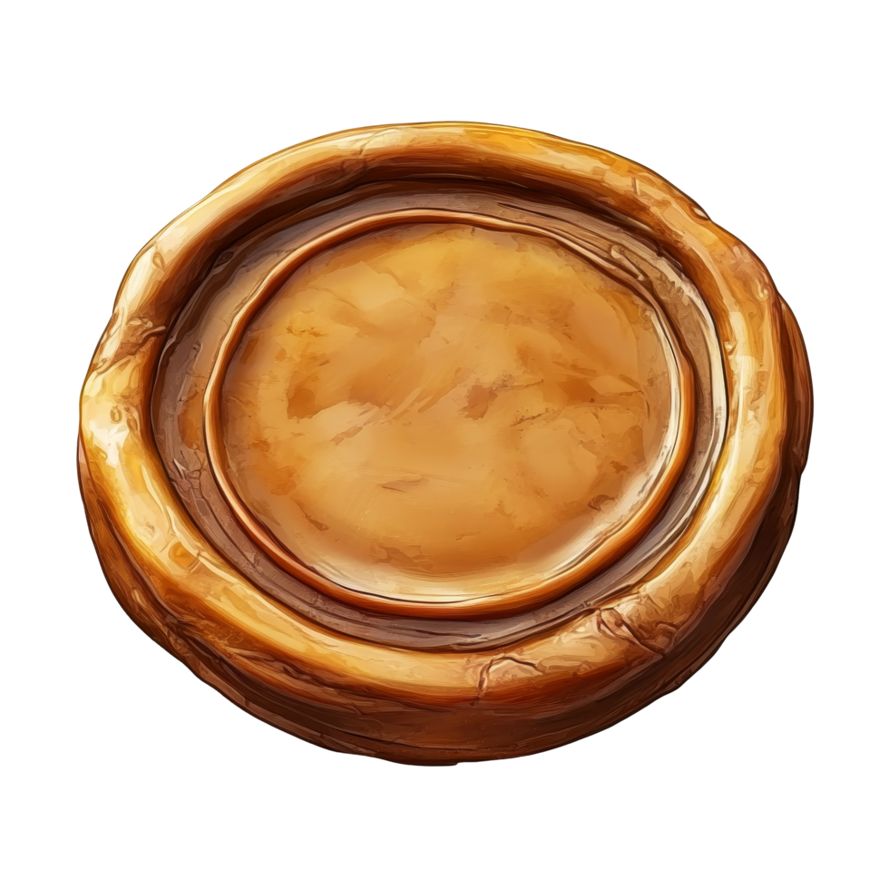 A round wax seal depicted in a warm, golden hue for use in various creative projects, Round shape wax seal Stock Illustration png