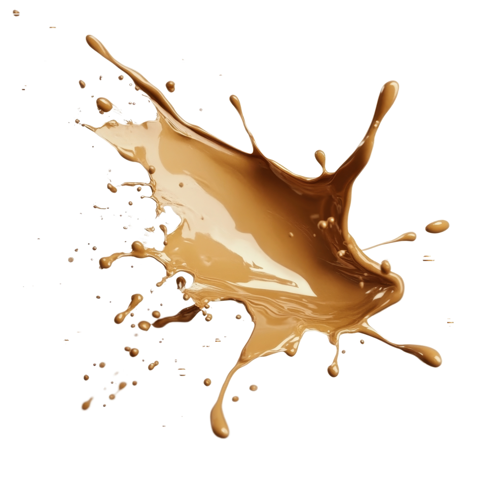 Soft brown paint splash creating an artistic design on a clean transparent backdrop highlighting creativity and color, Soft Brown Paint Splash on transparent background png