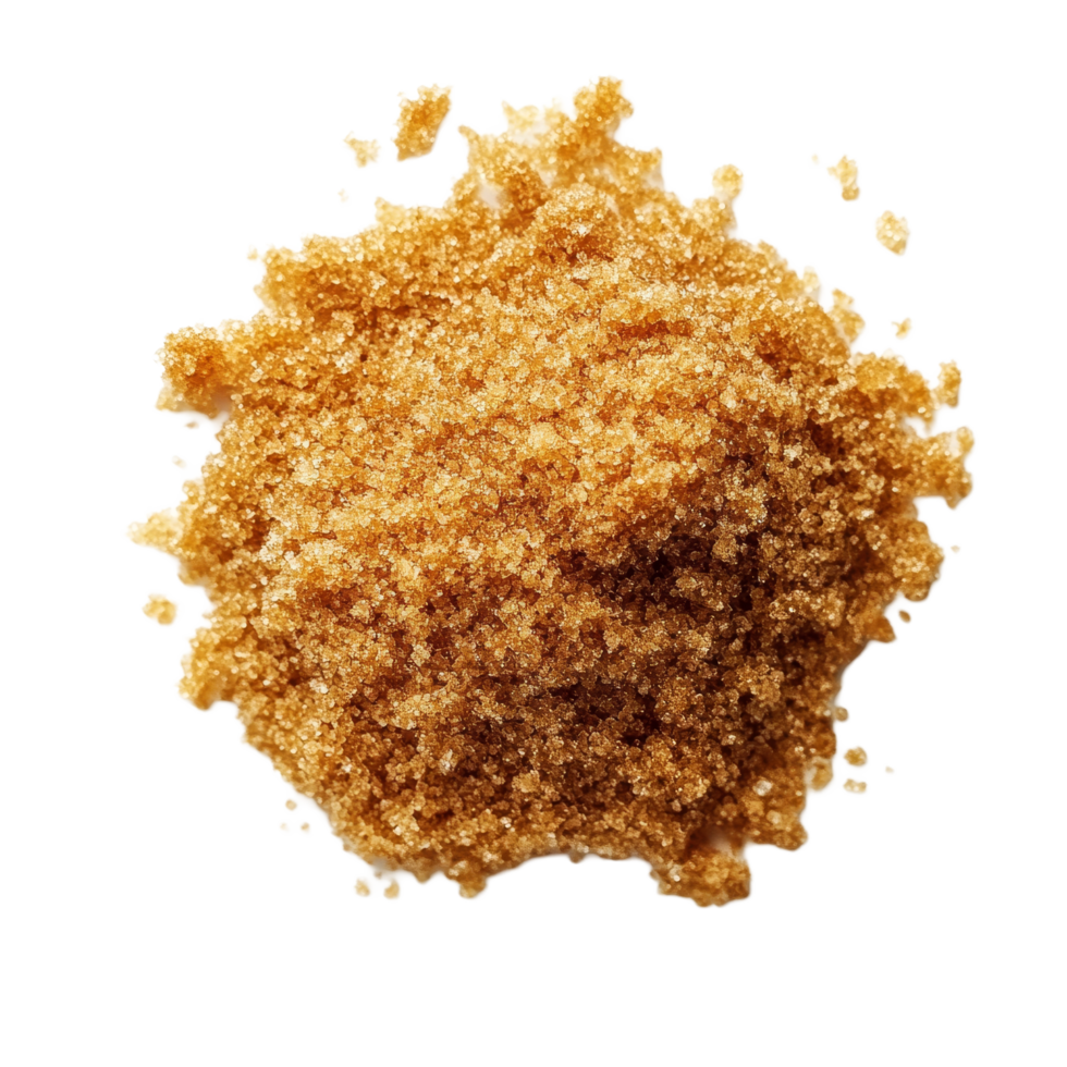 Palm sugar granules on a clean transparent background perfect for culinary and health uses, palm sugar on transparent background png