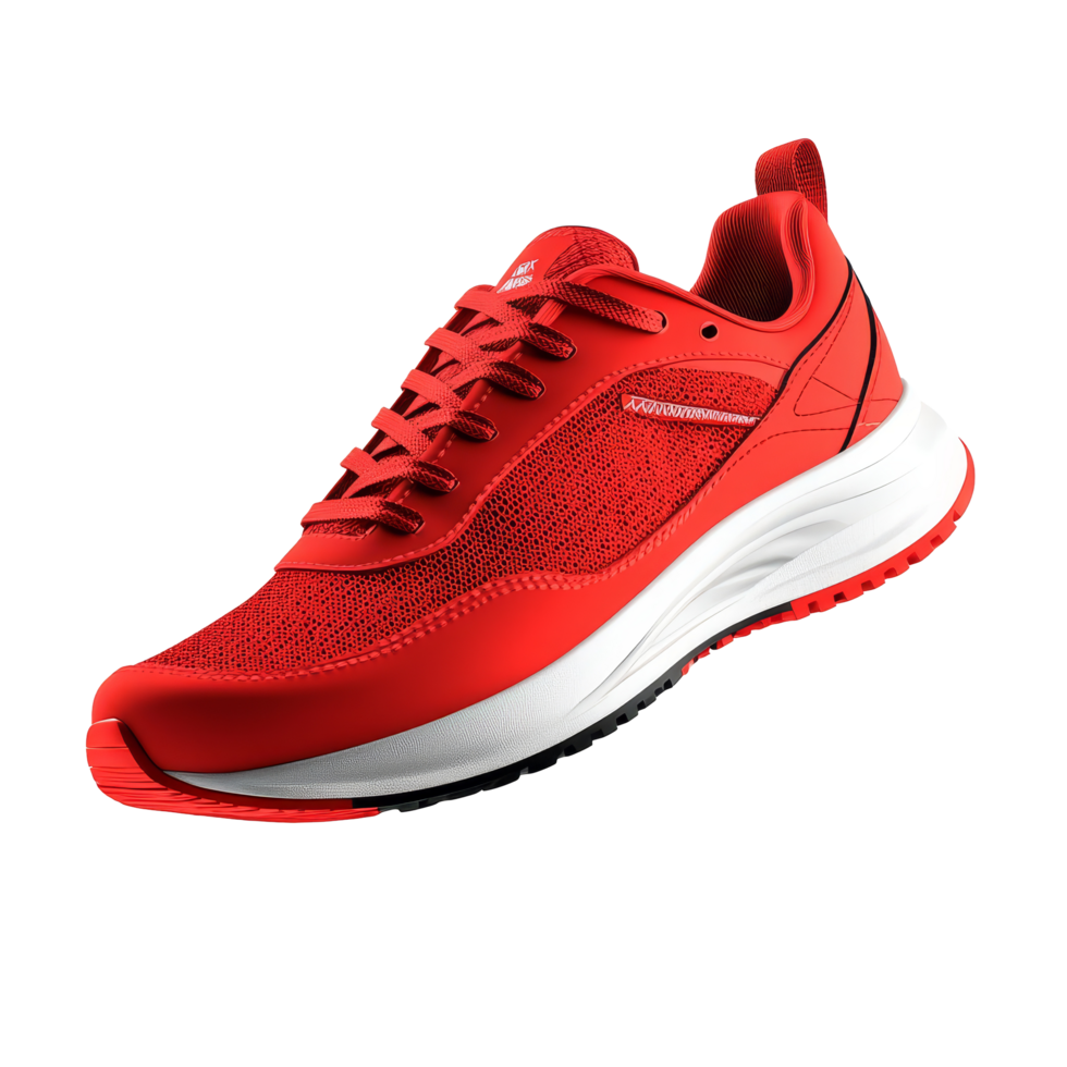 Isolated red running sneakers mockup showcasing lightweight design perfect for athletes and casual runners, red running sneakers mockup, file of isolated object with shadow on transparent background png
