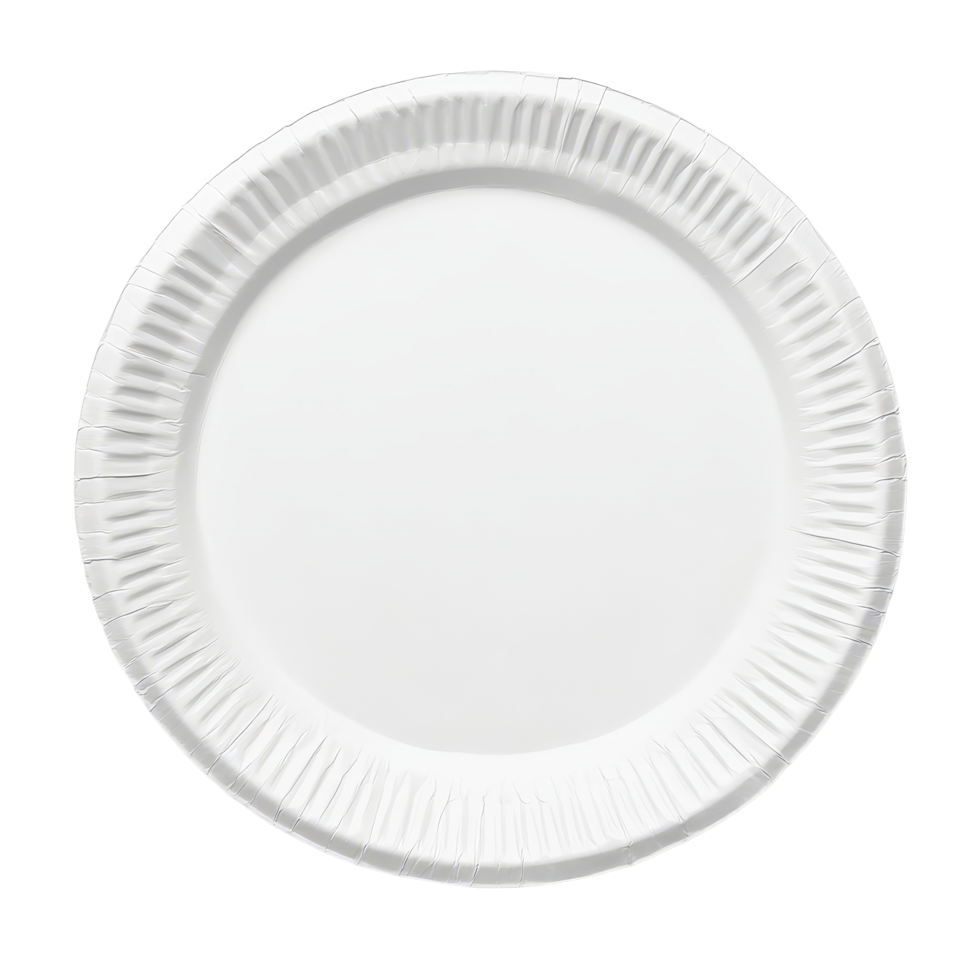 Plain transparent paper plate on a clean transparent background for serving food at casual gatherings or events, transparent paper plate isolated transparent background png