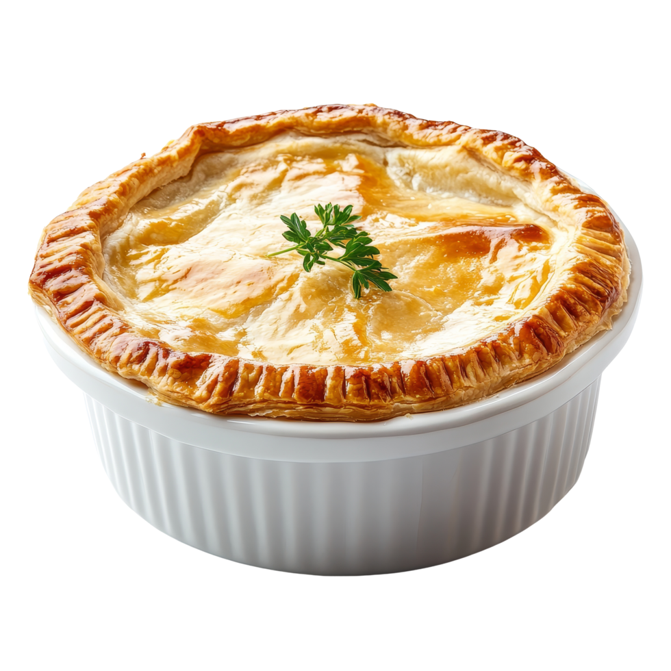 A delicious meat pie dish presented on a transparent background, showcasing its golden crust and savory filling, meat pie dish isolated on transparent background png