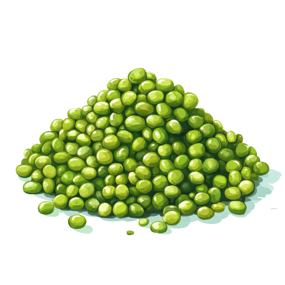 A vibrant pile of mung beans isolated on a transparent background, showcasing their bright green color and texture, Pile of mung beans isolated Stock Illustration png