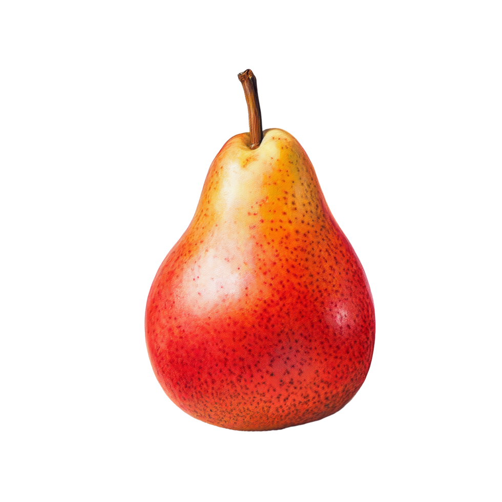 Ripe pear showcased against a clean transparent background, highlighting its vibrant colors and glossy texture, ripe pear on transparent background png