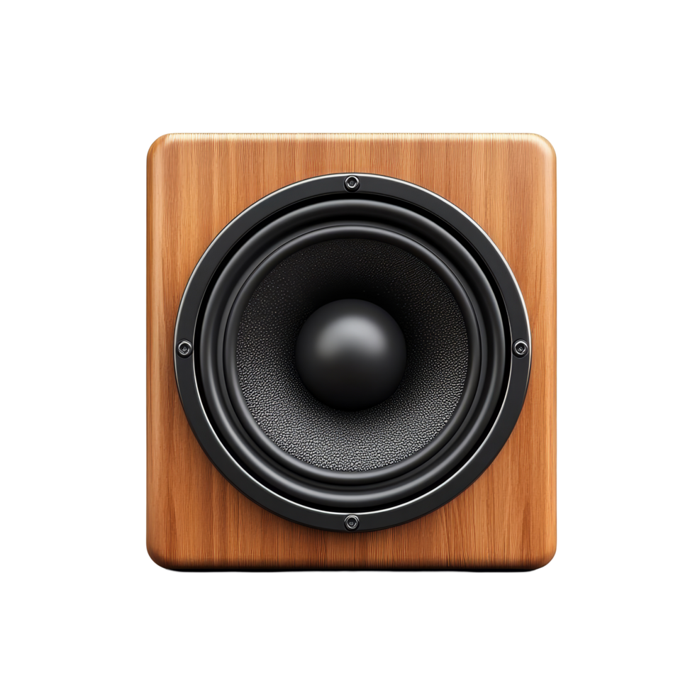 Highquality audio speaker on a transparent background showcasing elegant wooden design, audio speaker isolated on transparent background png