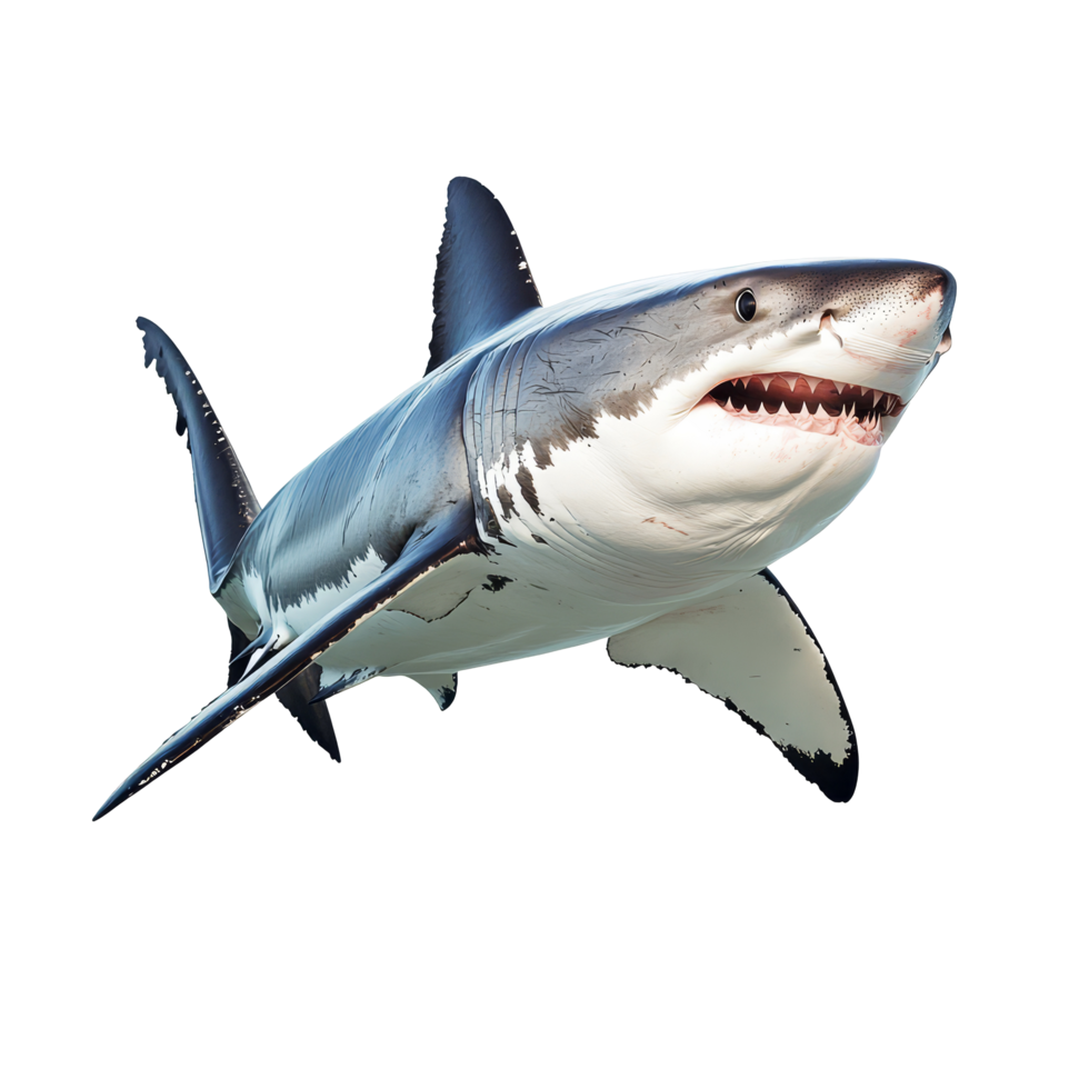 Great transparent shark swimming in clear waters against a bright transparent background showcasing its powerful form, Great transparent Shark Isolated on transparent background png