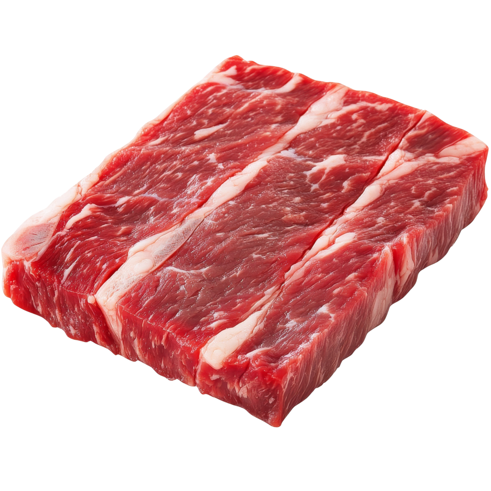 Isolated raw beef brisket cut ready for preparation in a kitchen setting, showcasing its rich marbling and texture, Isolated raw beef brisket png