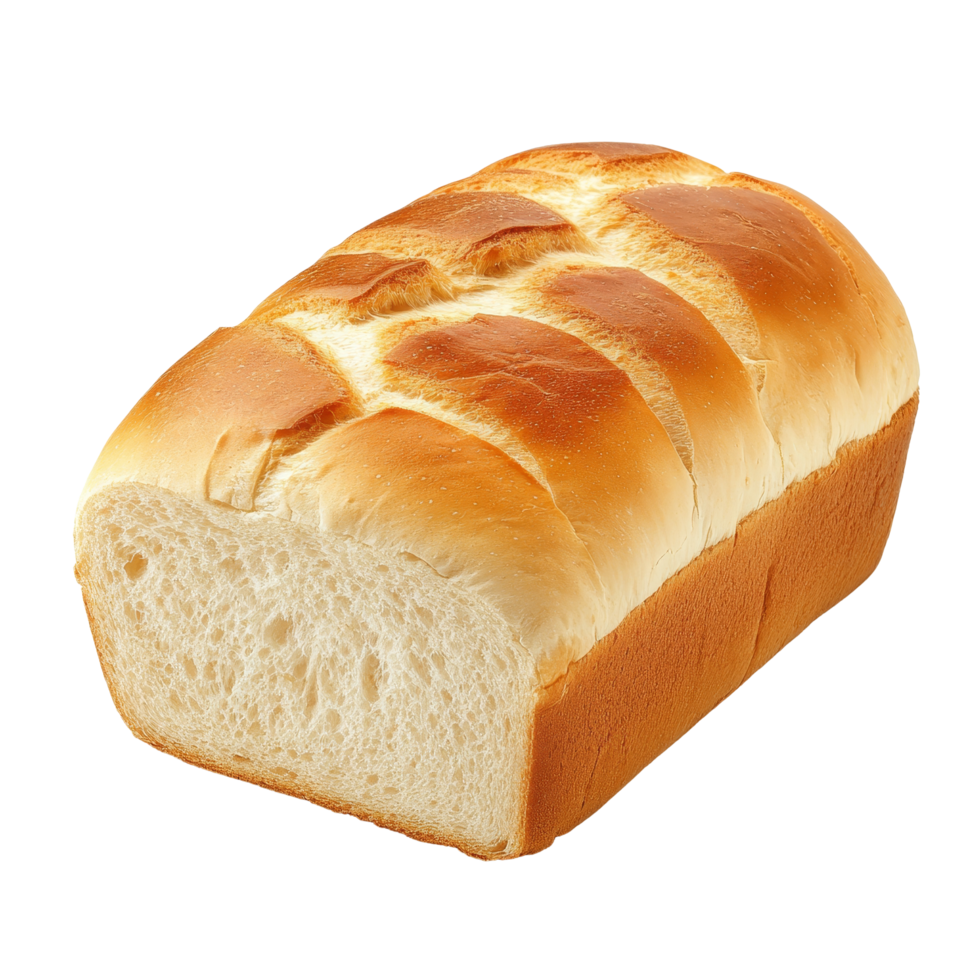 Freshly baked loaf of soft transparent bread isolated on a clean transparent background for culinary use, Bread knife isolated png