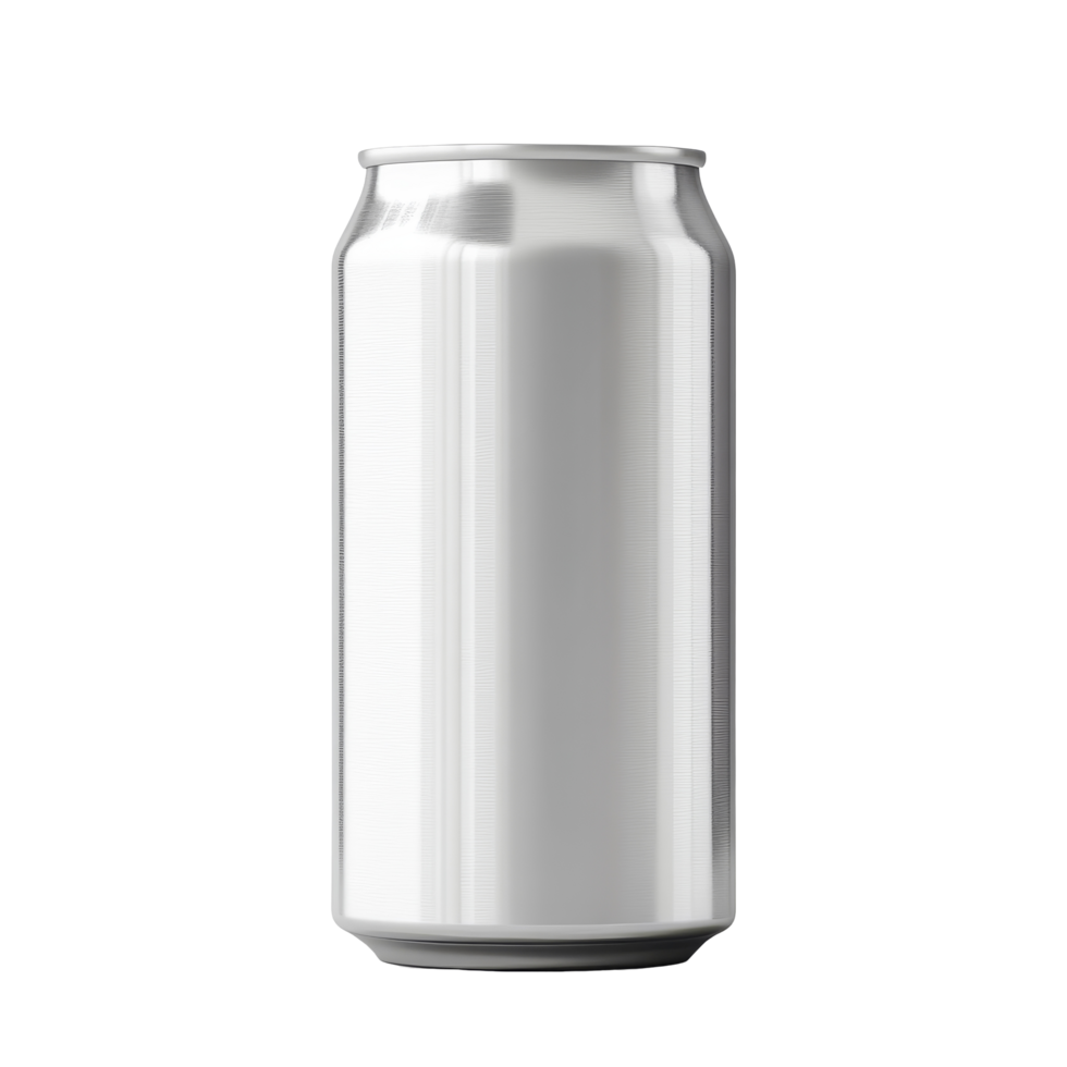 Clean aluminum soda can mockup on a transparent background for product presentation, 330 ml Aluminum Soda Can Mockup on transparent background HighResolution P png