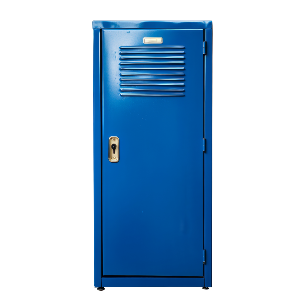 Blue school locker positioned on a transparent background, ideal for educational settings and storage needs, School locker isolated on transparent background png