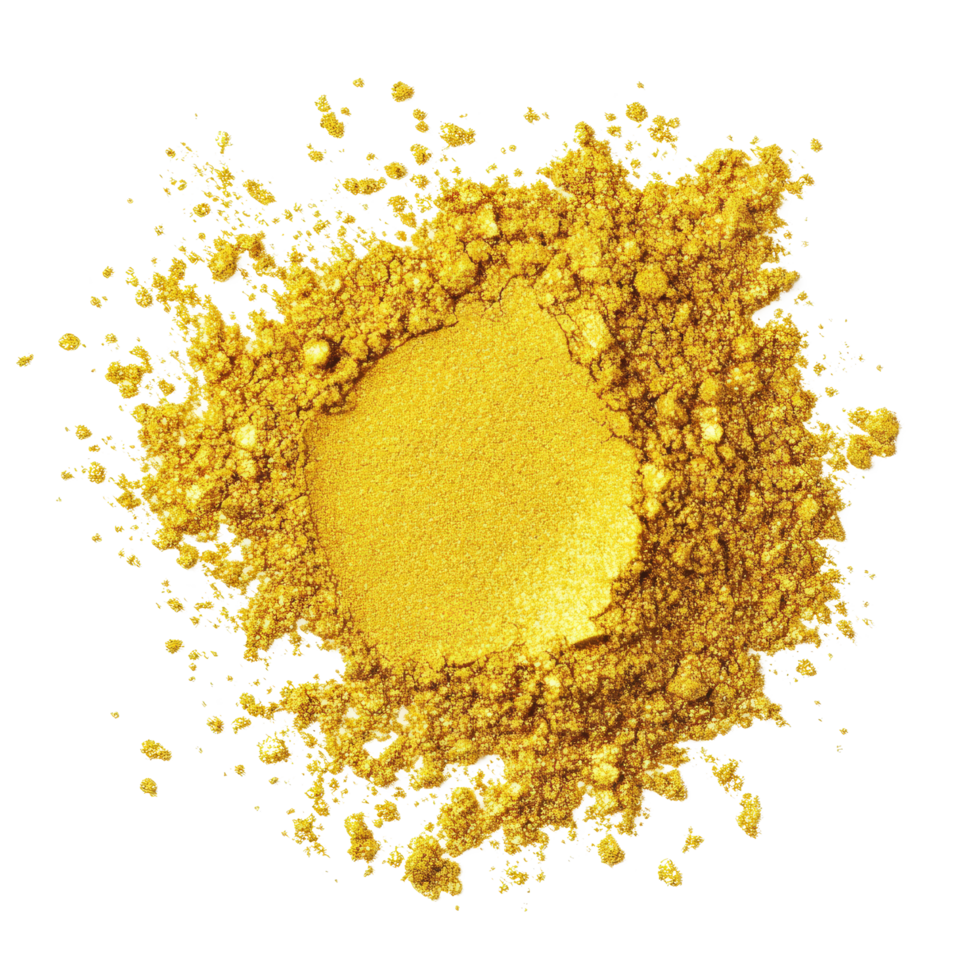 Gold powder isolated on a bright transparent background for artistic and decorative purposes, Gold powder isolated on transparent background. Gold powder transparent background png