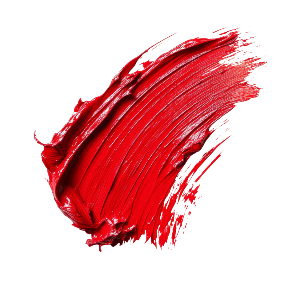 Red paint smear brush stroke on a transparent background showcases artistic expression and vibrant color contrast, red paint smeart brush strokeisolated on transparent background png