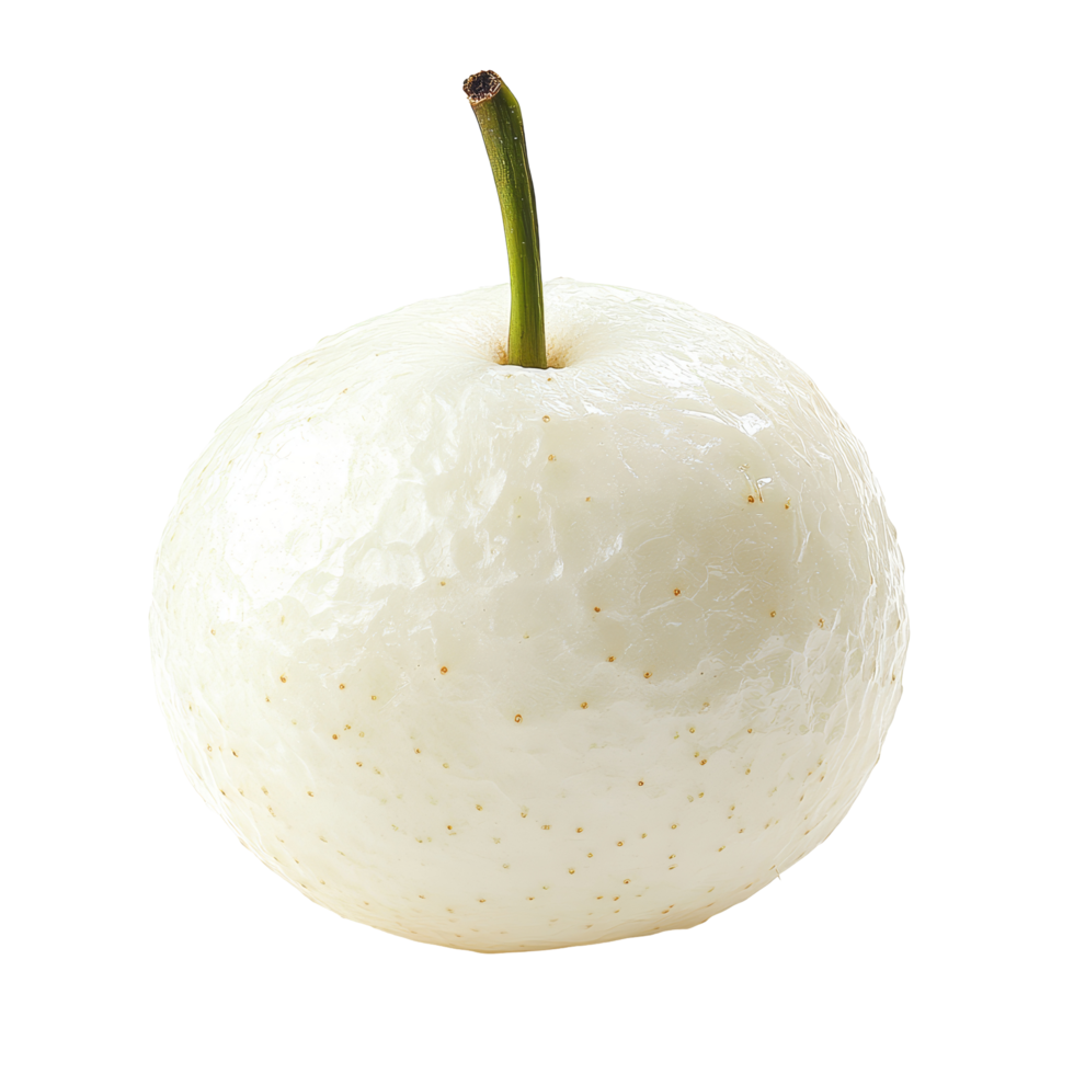 Fresh snow pear isolated on a transparent background showcasing its smooth texture and natural color, Snow pear isolated on transparent background png