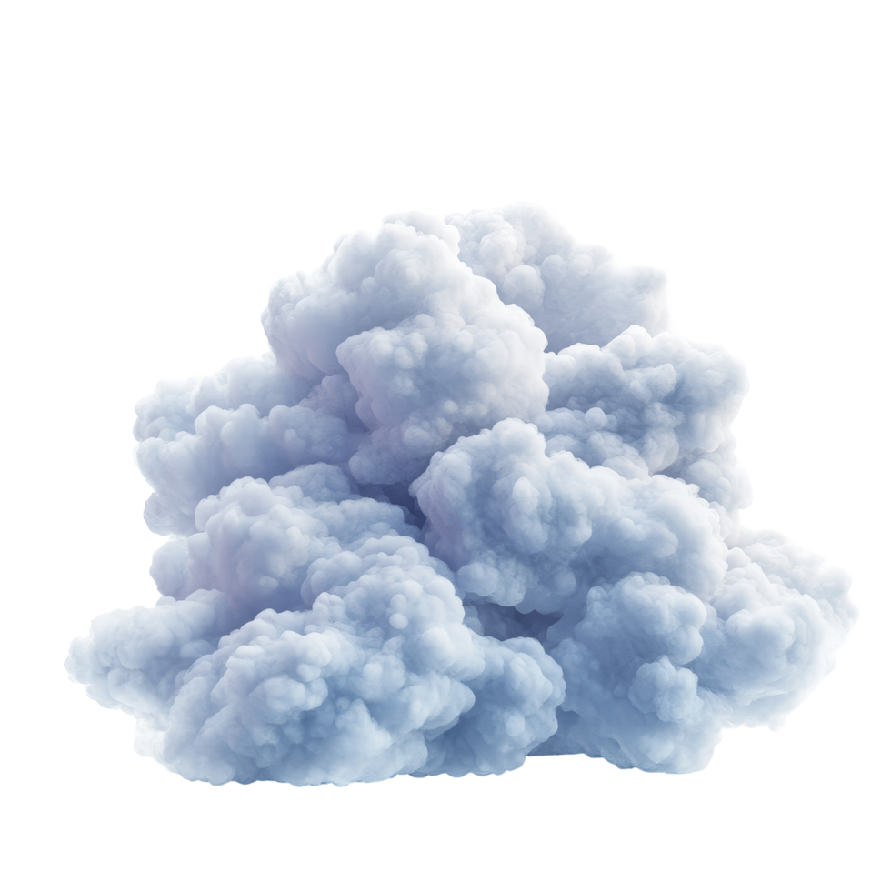 Rendered cloud isolated on a transparent background showcasing soft, fluffy textures and gentle forms, 3D Rendered Cloud isolated on transparent background png