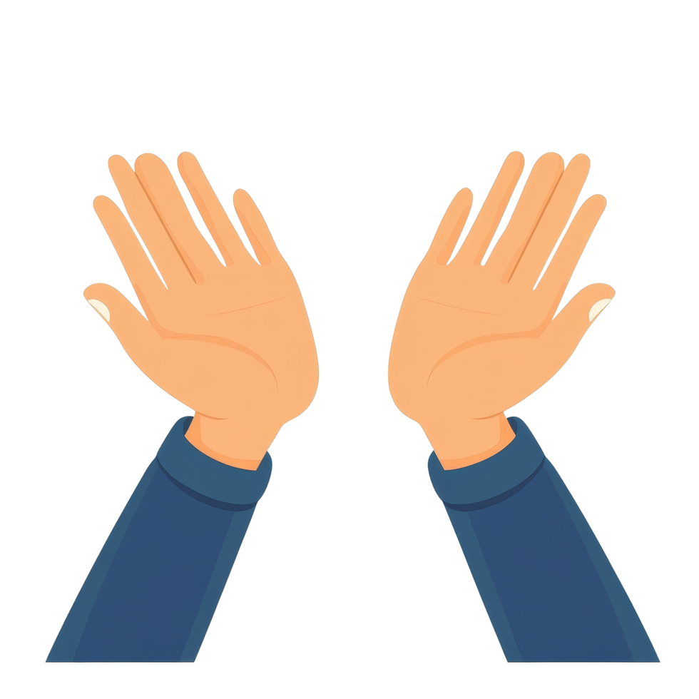 Open human hands presenting something with a neutral background in a creative and artistic manner, flat human open hands holding or presenting something isolated on transparent background png
