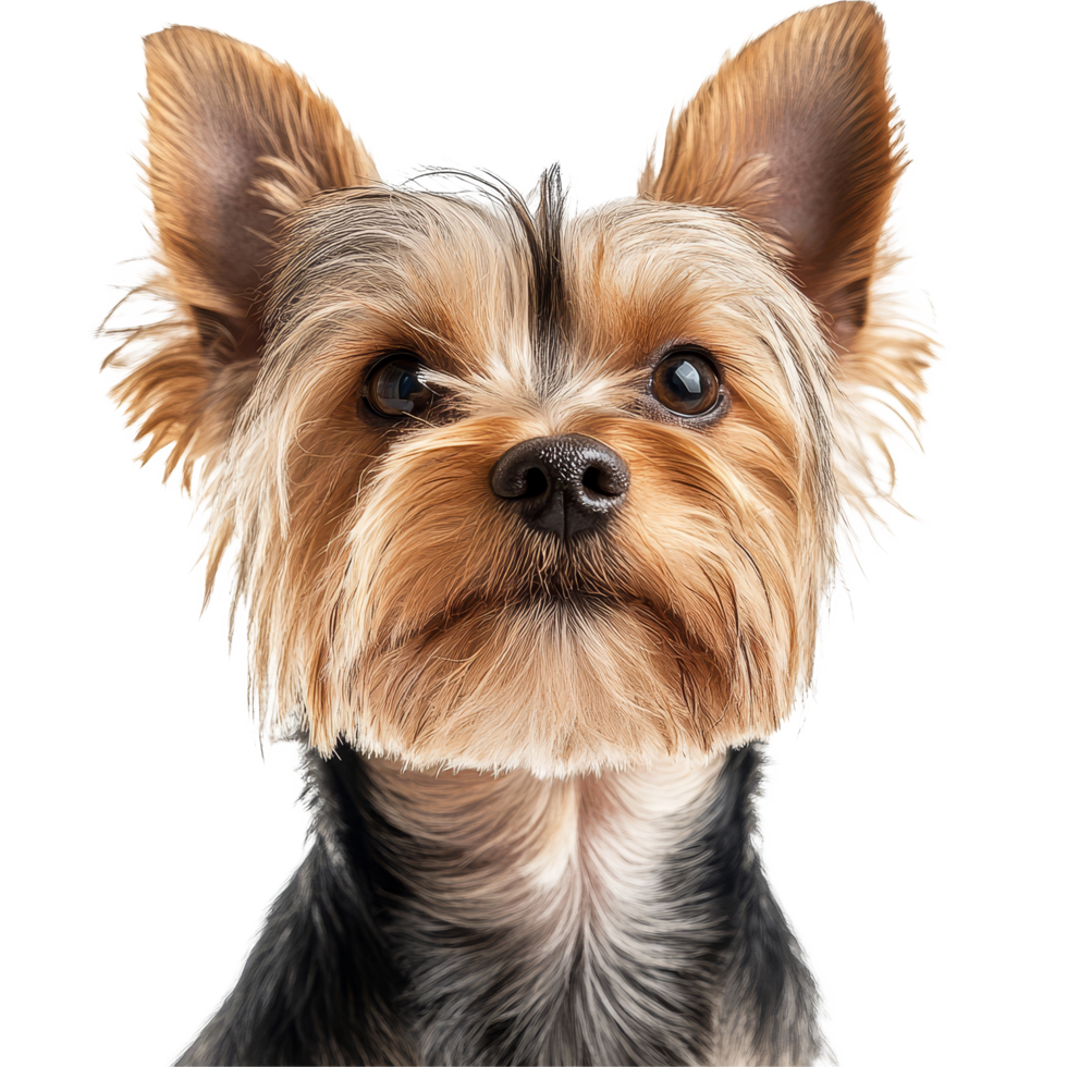 Yorkshire Terrier with striking features on a clean transparent background showcasing its playful personality, Yorkshire on transparent background png