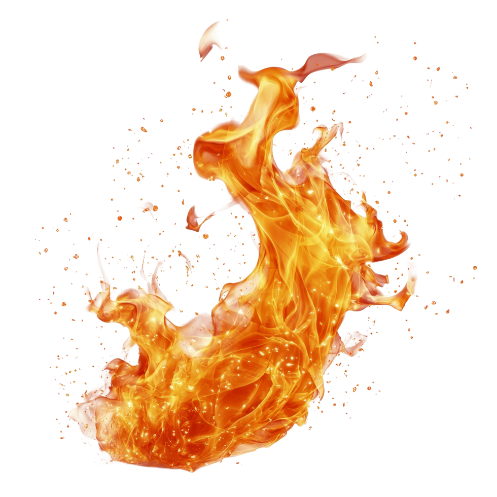 Dynamic fire flame effect on a transparent background creating an engaging visual display, Fire flame effect transparent background. Fire flame transparent background png