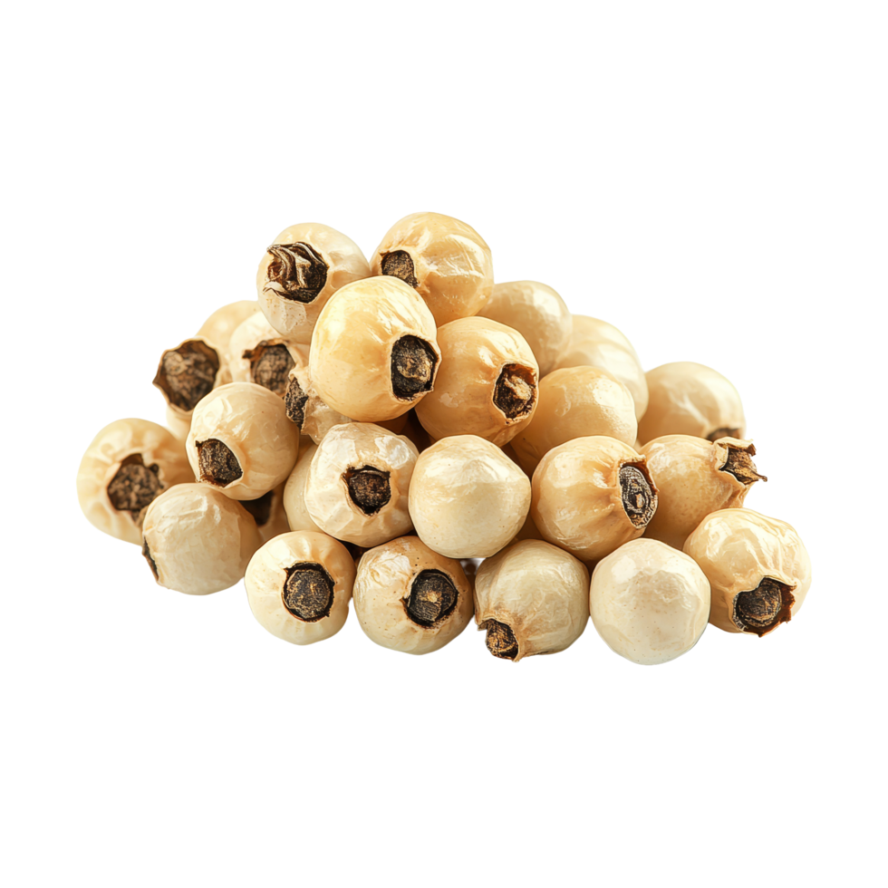 Isolated transparent peppercorns arranged on a transparent background showcasing their unique texture and shape, transparent peppercorn isolated on transparent background png