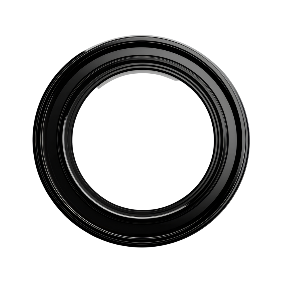 Black circular photography lens shutter frame set against a clean transparent background emphasizing its design, photography lens shutter circular frame on transparent background png
