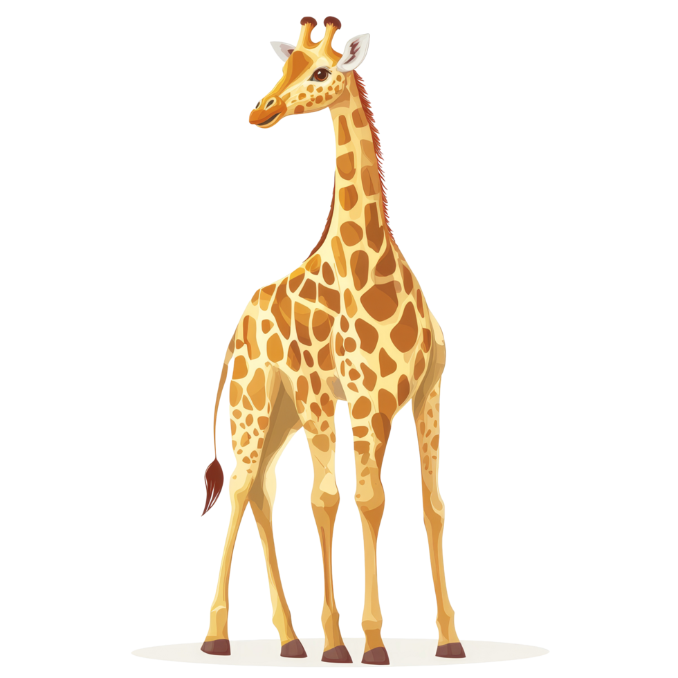 A graceful giraffe clipart on a transparent background highlights its unique features, giraffe illustrationisolated on transparent background png