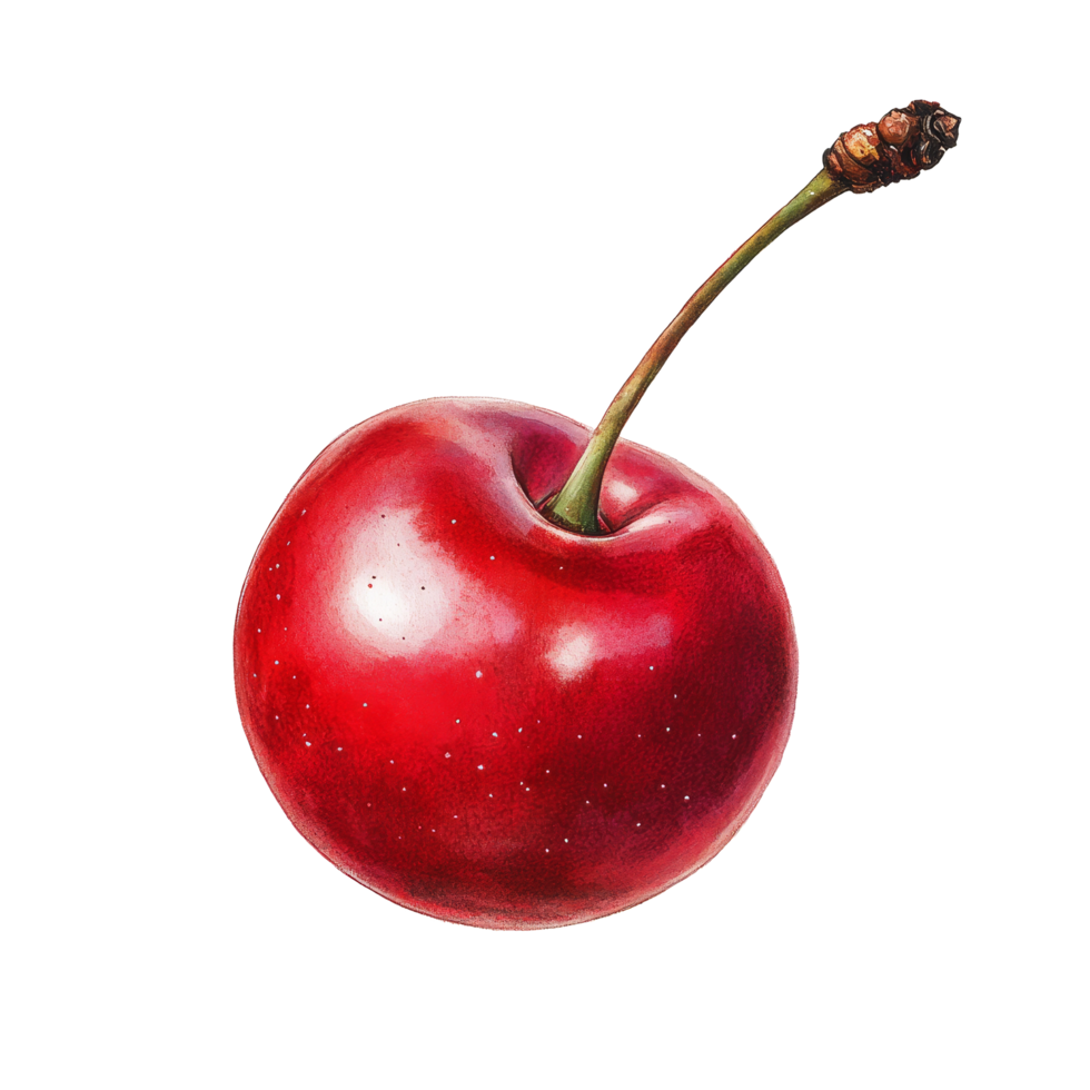 Bright red cherry plum displayed on a pristine transparent background, capturing its vivid color and natural beauty, red cherry plum on transparent background png