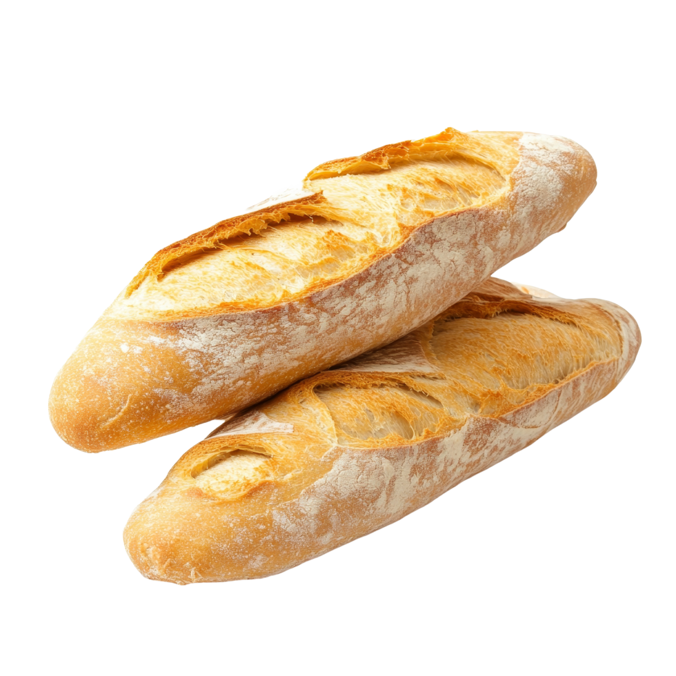 Freshly baked French baguette stacked neatly on a transparent background ready for use in various culinary dishes, French baguette isolated png