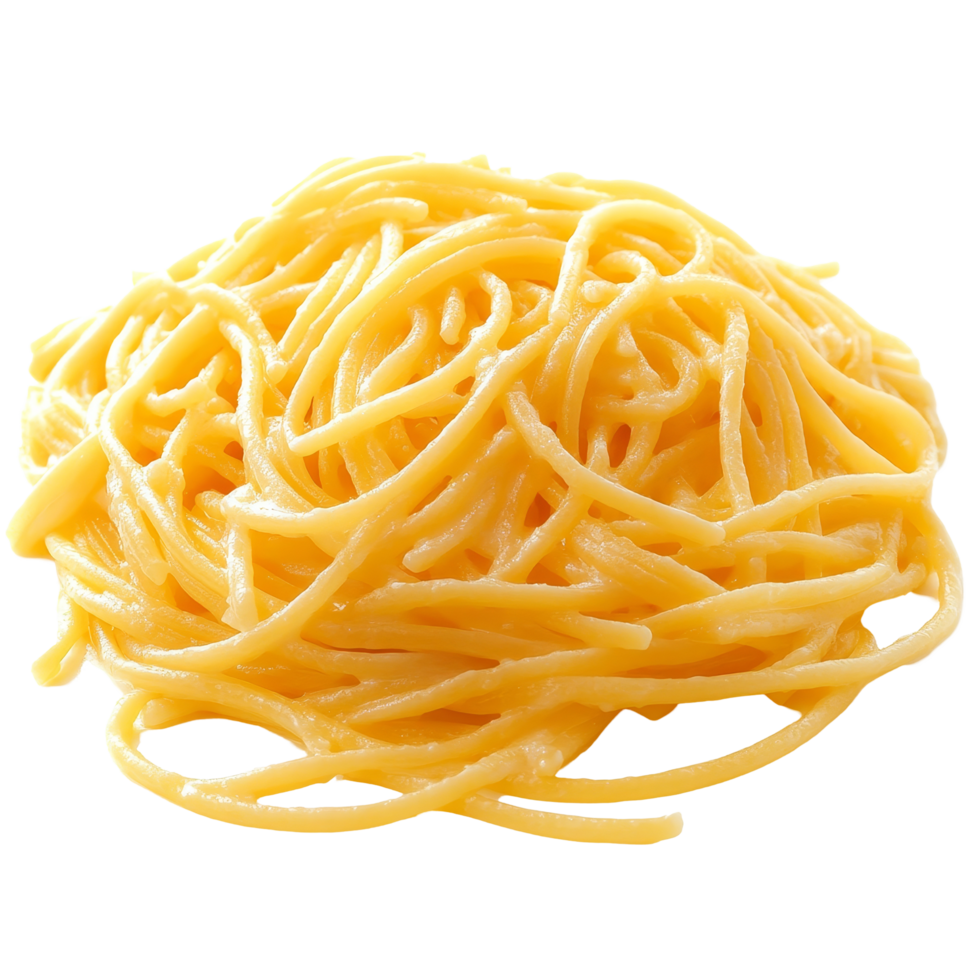 Delicious cheese pasta served on a bright transparent background, showcasing a mound of creamy, cheesy goodness perfect for any meal or occasion, Cheese pasta on transparent background png