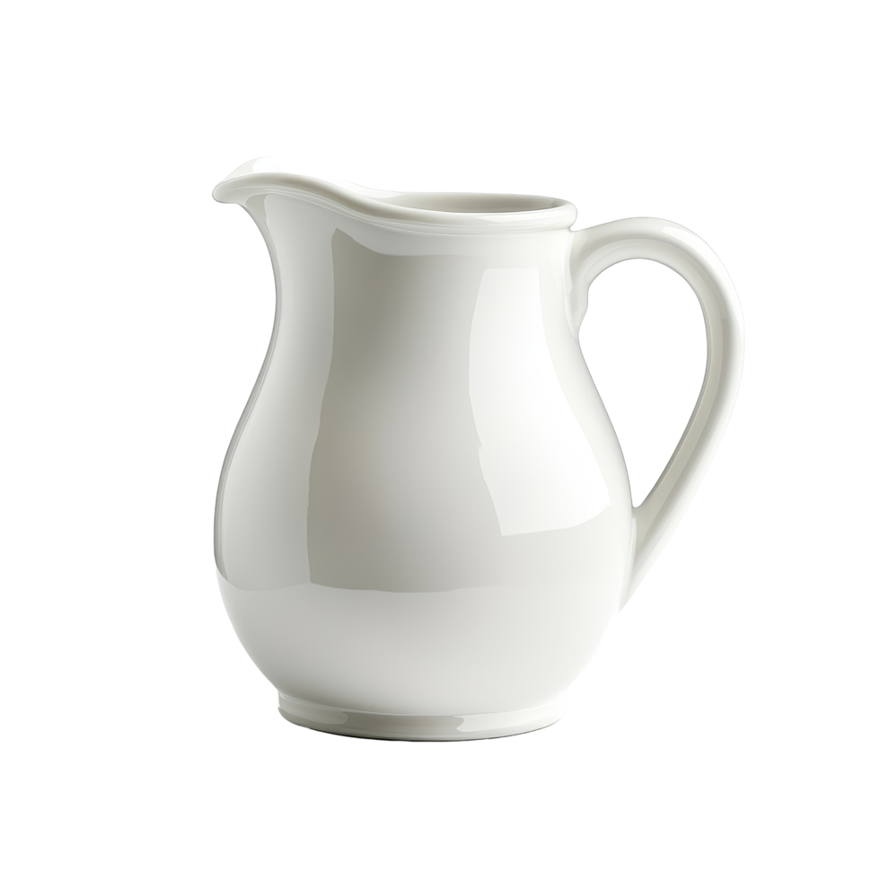 Elegant transparent milk jug isolated on a bright background ideal for kitchen decor and culinary use, Milk or cream jug isolated on transparent background png