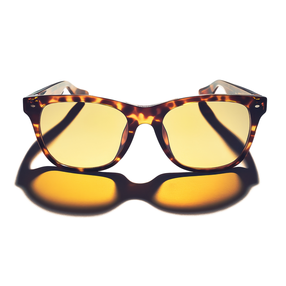Stylish sun eyeglasses with a tortoiseshell frame resting on a clean, bright transparent background, sun eyeglasses on transparent backgroundfile png