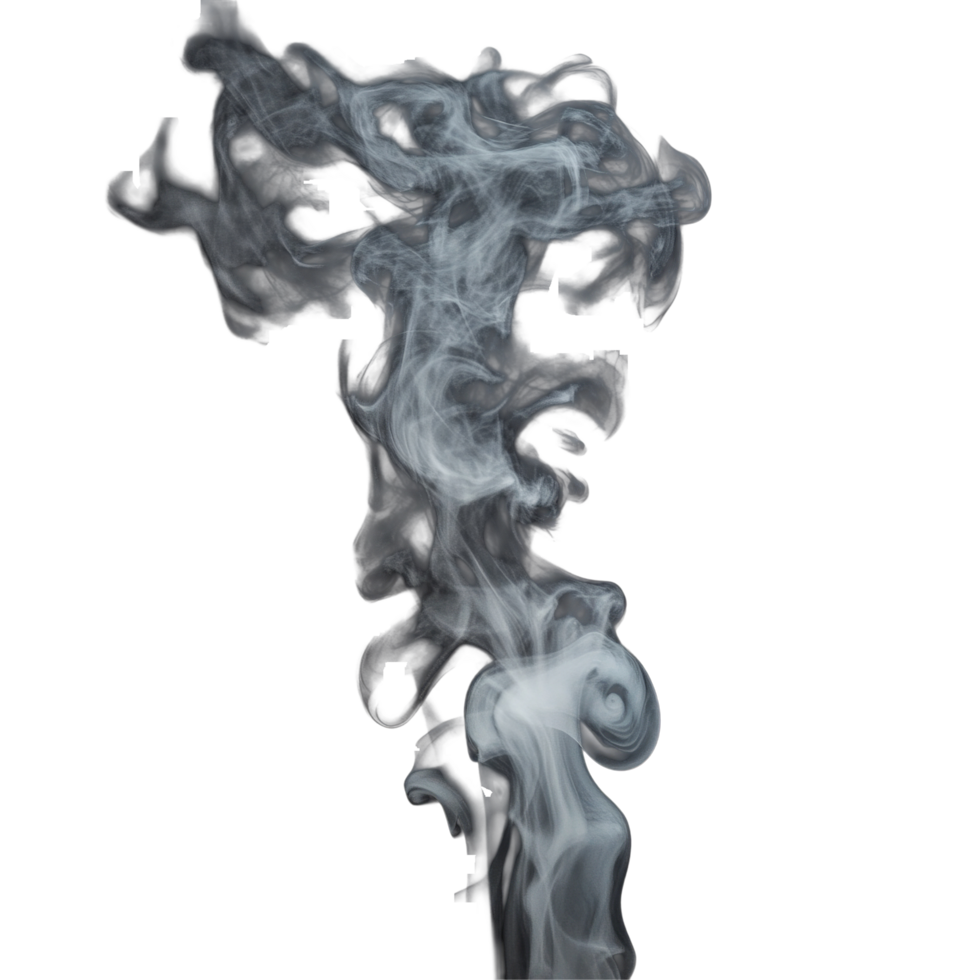 Delicate wisps of smoke swirling gracefully against a solid black background, creating intricate patterns in the air, smoke on black background png