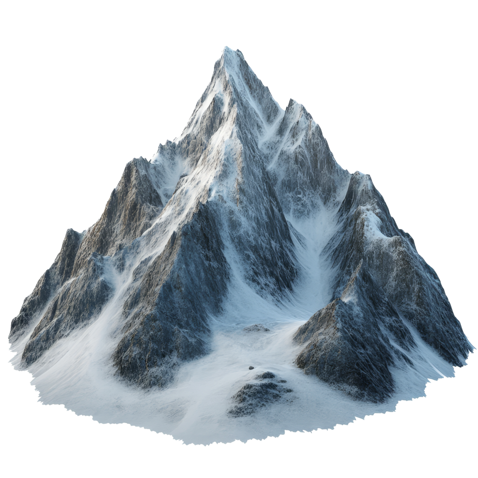 Majestic high mountains isolated on a transparent background showcasing rugged terrain and snowcapped peaks, high mountains isolated on transparent background png