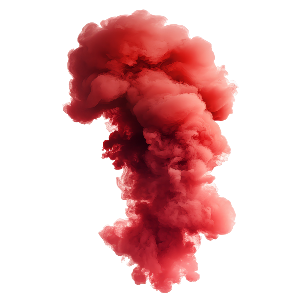Dark red smoke cloud rising and billowing against a transparent background, creating an abstract and dramatic visual effect, dark red smoke cloud isolated on transparent background png