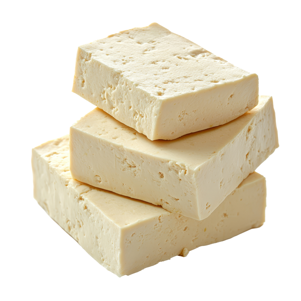 Fresh block of tofu stacked on a transparent background ready for cooking and meal preparation, Tofu isolated on transparent background png