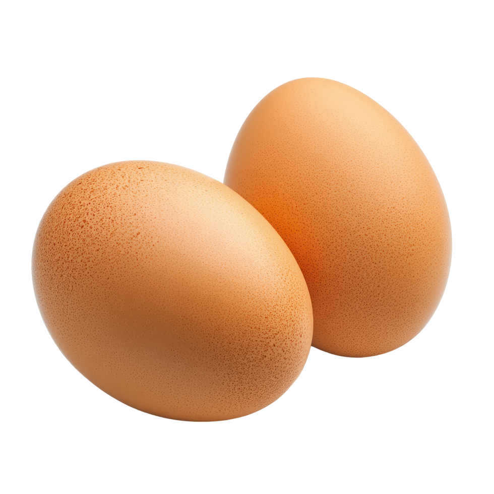 Two fresh eggs on a transparent background highlighting their smooth shells and natural hues, two eggs isolated on transparent background png