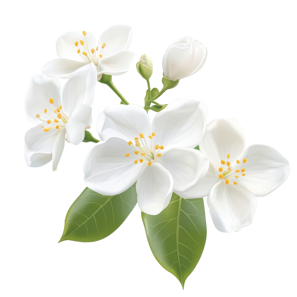 Beautiful transparent jasmine flowers clipart isolated on a transparent background, perfect for floral designs and decorations, jasmine flowers isolated on transparent background png