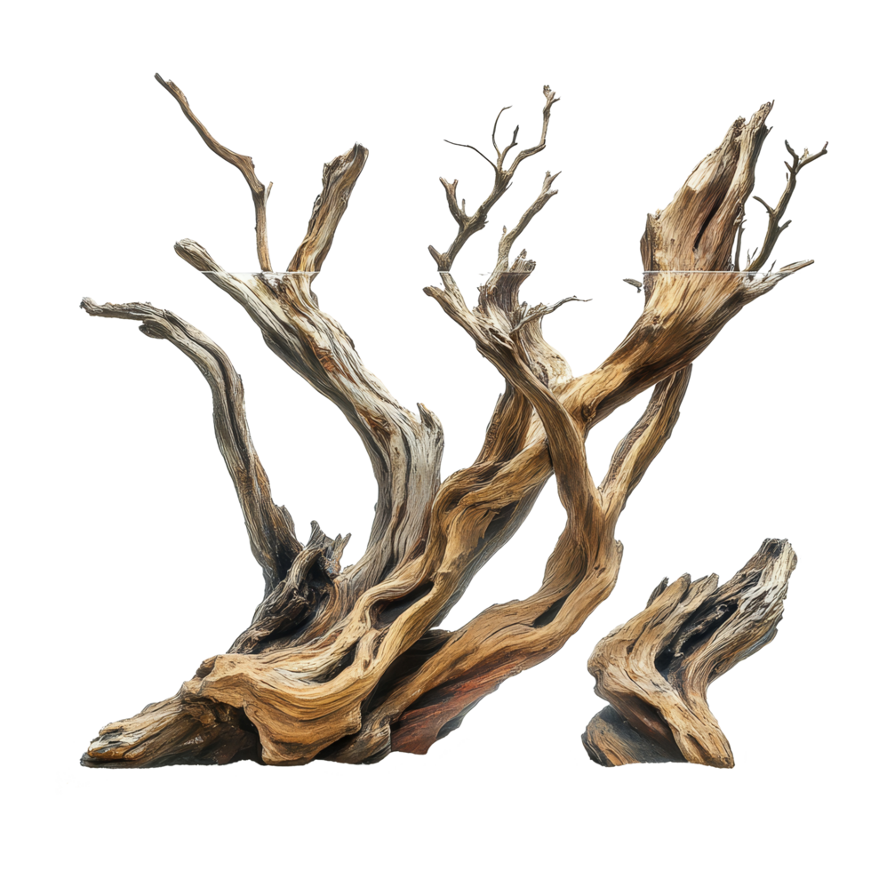 Driftwood hardscape for aquariums displayed against a clean transparent background, Aquarium Driftwood Hardscape on transparent background png