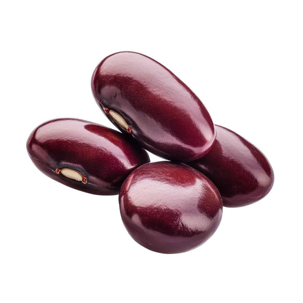 Red beans on a transparent background showcase their smooth texture and rich color, highlighting natural food elements, Red bean isolated on transparent background png