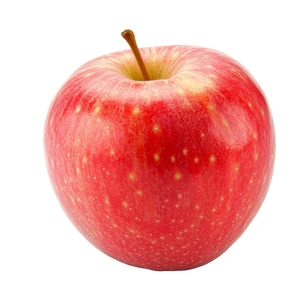 Fresh red apple isolated on a clean transparent background showcasing its vibrant color and details, red apple isolated on transparent background png