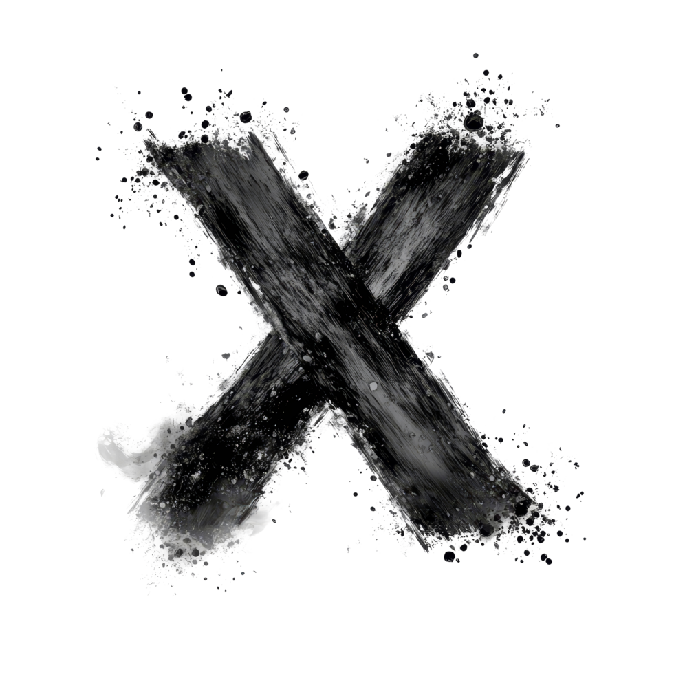 Artistic creation featuring a bold black consonant letter x on a pristine transparent background, emphasizing its design and contrast, consonant letter a is used to make words on transparent png