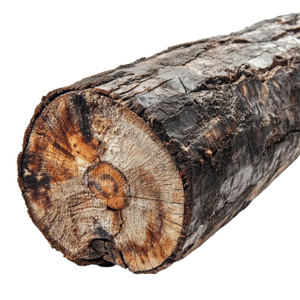 Natural log wood displayed on a transparent background emphasizing texture and organic elements, log wood on transparent backgroundfile png