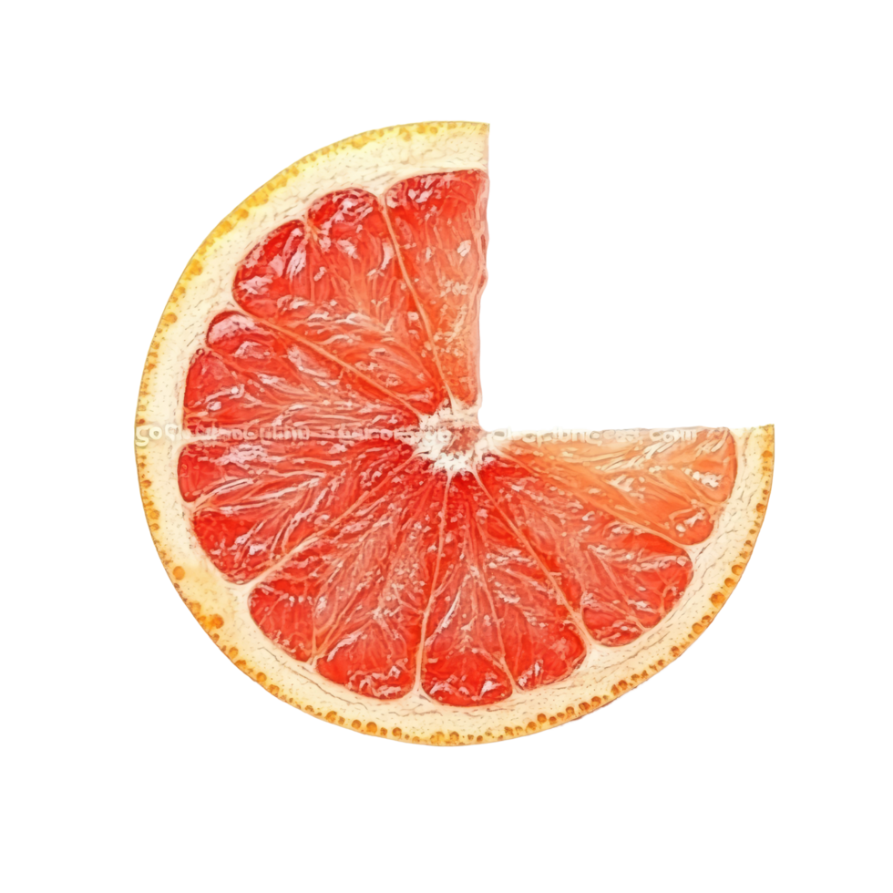 A vibrant piece of grapefruit isolated on a clean transparent background showcasing its juicy texture and rich color, Grapefruit piece isolated on transparent background png