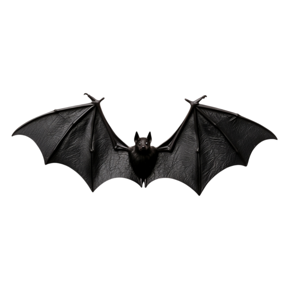 Black Bat with Open Wings Against a Transparent Background png