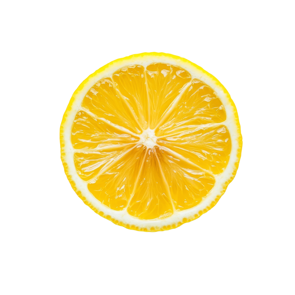 Freshly sliced lemon resting on a clean transparent background, showcasing its vibrant yellow flesh for culinary inspiration, Sliced lemon fruit on transparent background png