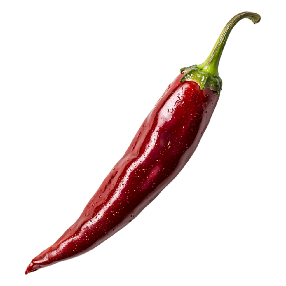 Fresh Red Chili Pepper Isolated on with Water Drops png