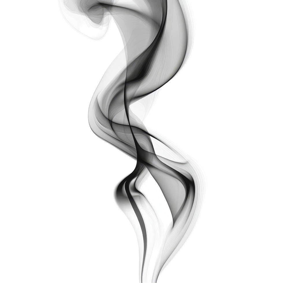 Elegant black smoke design swirling smoothly in a modern, isolated setting on transparent background, black modern design smokesteam isolated on transparent background png