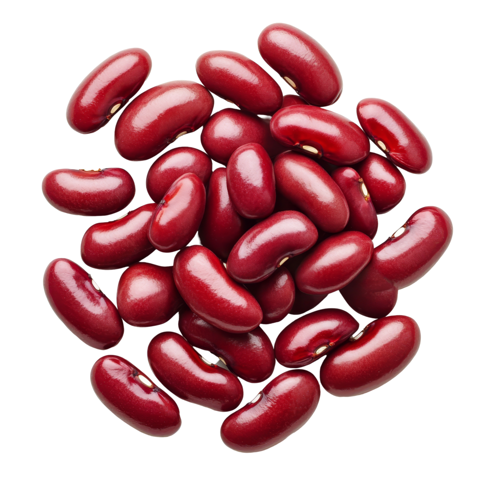 Fresh red kidney beans isolated against a clean transparent background for culinary use and nutrition information, Heap of red kidney beans isolated on transparent background png