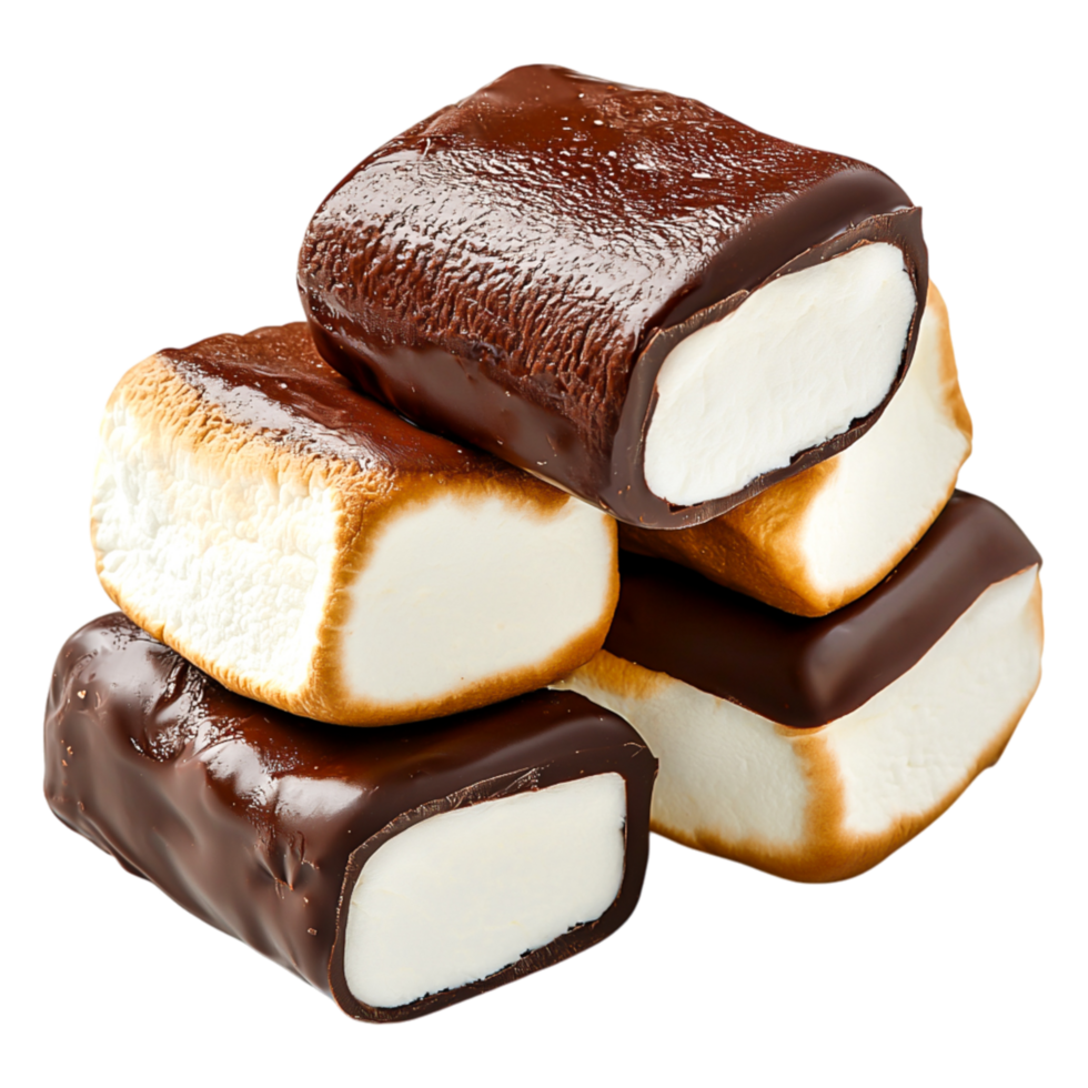 Delicious Chocolate-Covered Marshmallows Stack on png