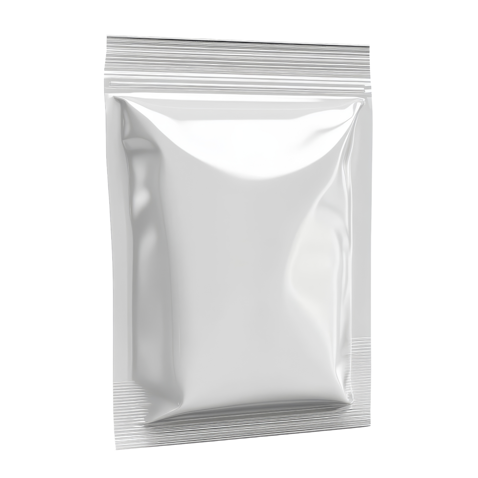 Blank snack packaging isolated on a transparent background for branding and design purposes, Cut open blank snack packaging isolated png