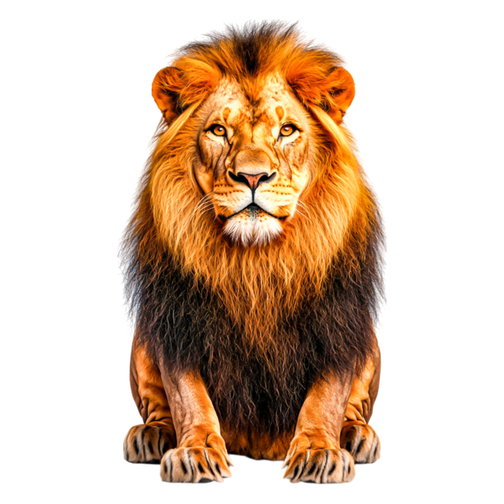 Majestic Lion Staring Intently in Natural Habitat Setting png